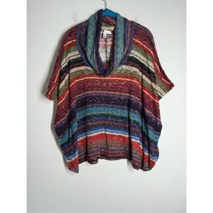 John Paul Richard Cowl Neck Top Women Boho Lagenlook Lightweight Knit Sz M
